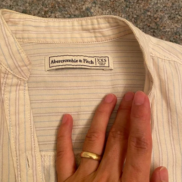 Abercrombie fitch women strip off white long sleeve button down shirt XXS - Picture 3 of 6